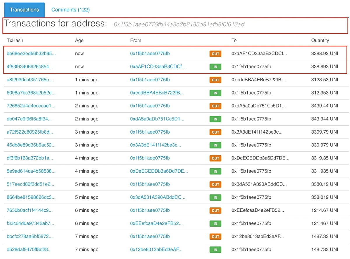 Image 2 Purported Transaction History on Scam Website