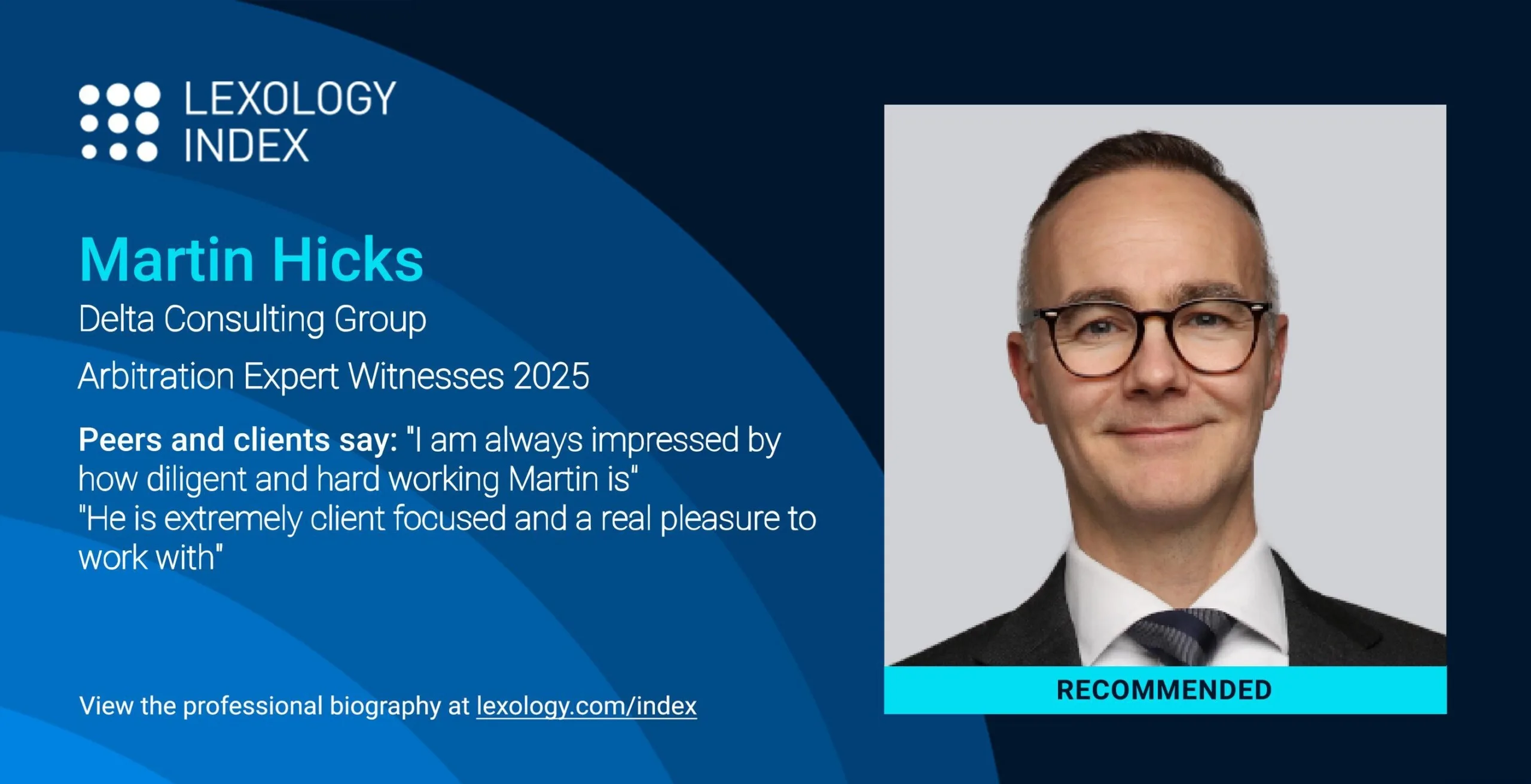 Martin Hicks recognized in the Lexology Index for Arbitration Expert Witnesses